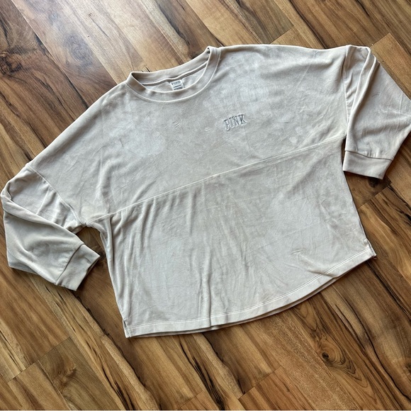 PINK Victoria's Secret Tops - PINK Victoria's Secret Cream Crewneck Top